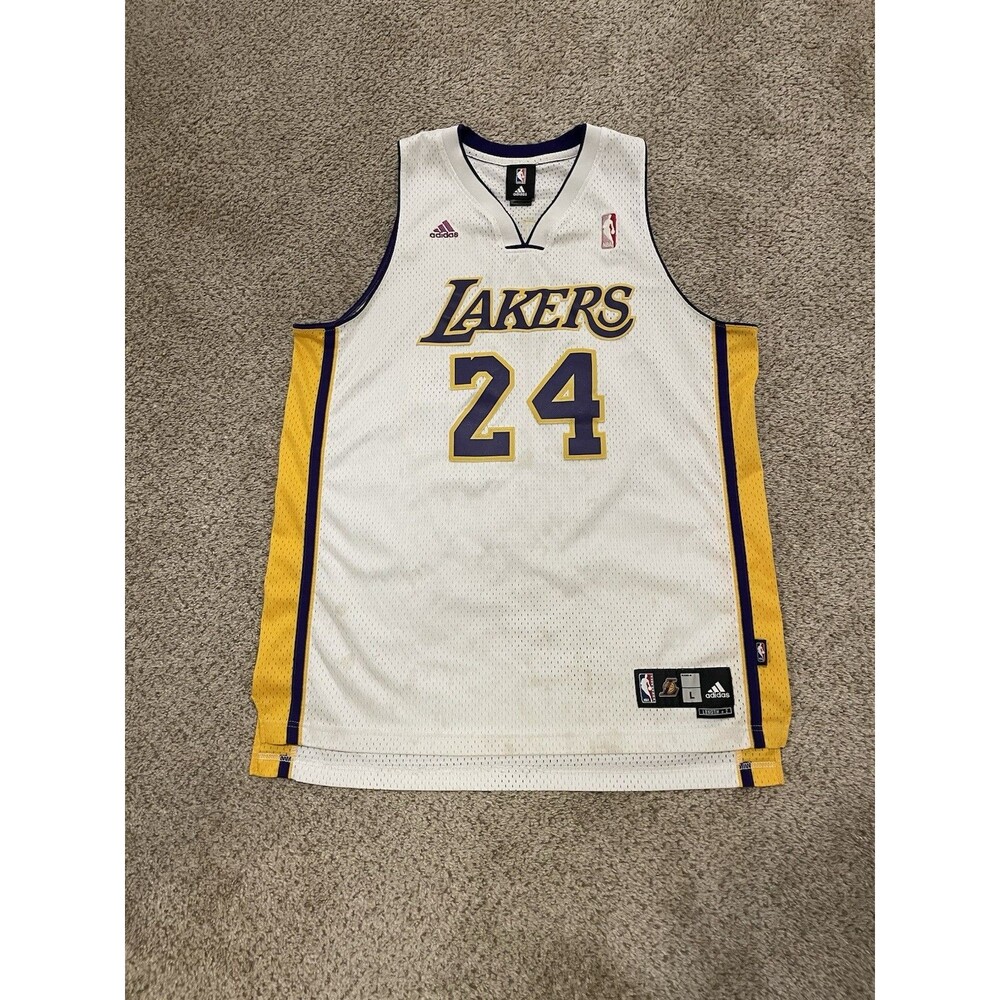 Authentic Adidas Kobe Bryant  #24 Lakers  Swingman Jersey Sz L +2  STAINS